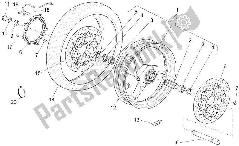 All parts for the Front Wheel of the Moto-Guzzi Norge 1200 IE 2006