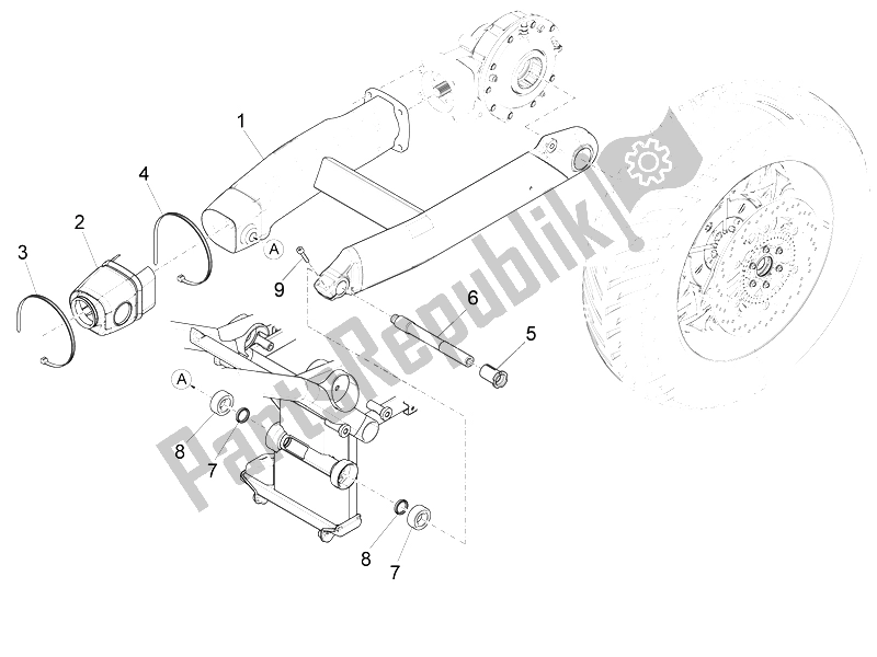 Toutes les pièces pour le Bras Oscillant du Moto-Guzzi California 1400 Custom ABS 2012