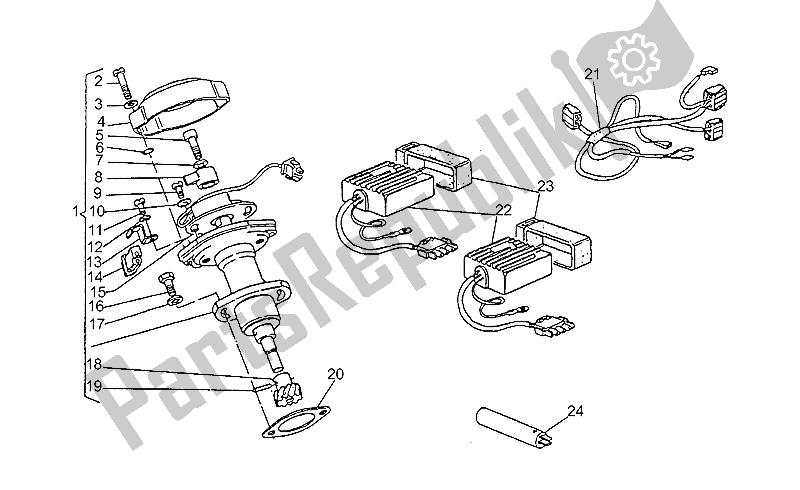 Todas as partes de El. Ign. From Motor Vt032931 do Moto-Guzzi California III Carburatori 1000 1987