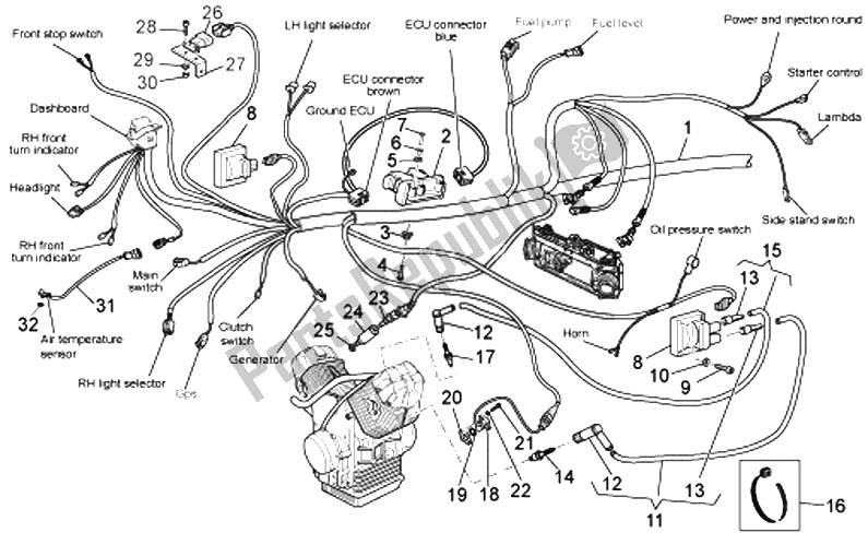 All parts for the Electrical System I of the Moto-Guzzi Bellagio 940 2007