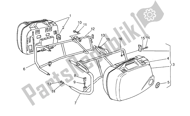 Toutes les pièces pour le Valises Latérales Rigides du Moto-Guzzi V 75 PA Nuovo Tipo 750 1996