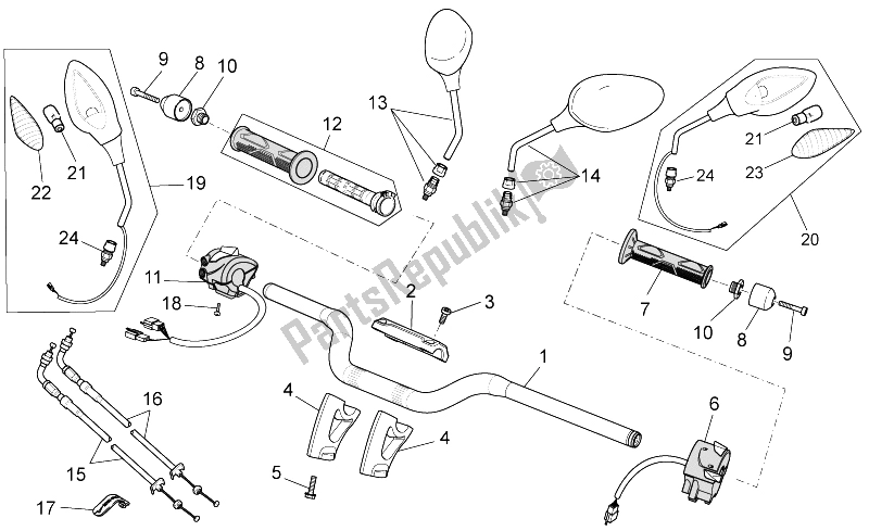 All parts for the Handlebar - Controls of the Moto-Guzzi Stelvio 1200 NTX ABS 2009