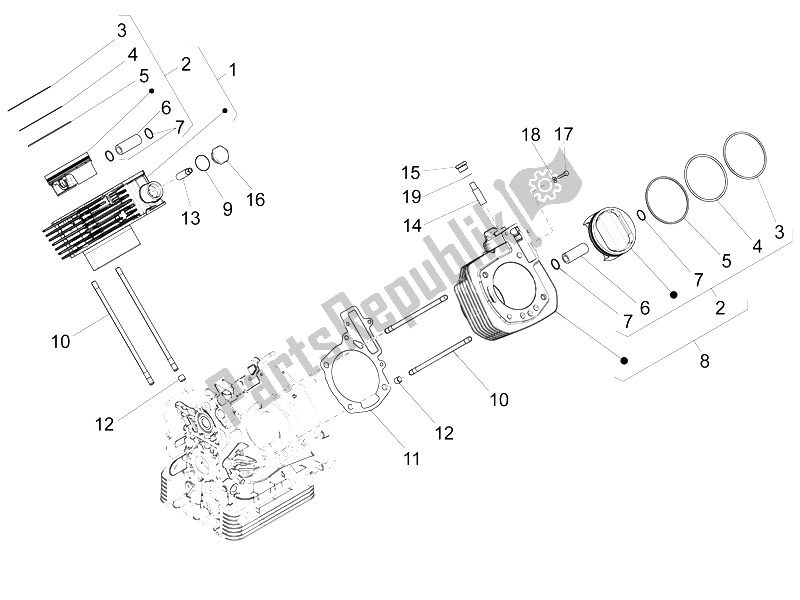 Toutes les pièces pour le Cylindre - Piston du Moto-Guzzi California 1400 Custom ABS 2012