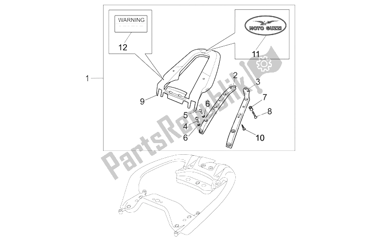 All parts for the Luggage Rack of the Moto-Guzzi Norge 1200 IE 2006