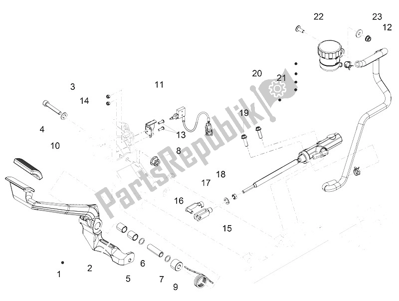 All parts for the Rear Master Cylinder of the Moto-Guzzi Eldorado 1400 USA 2016