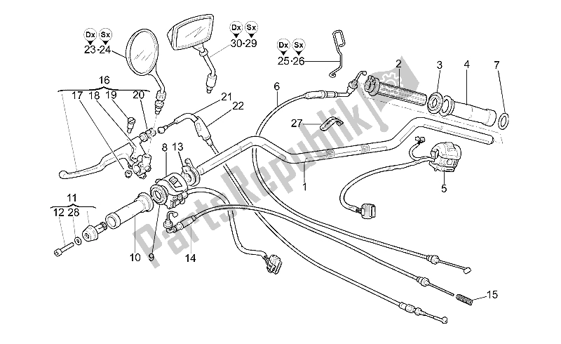 Tutte le parti per il Manubrio - Comandi del Moto-Guzzi California Special 1100 1999