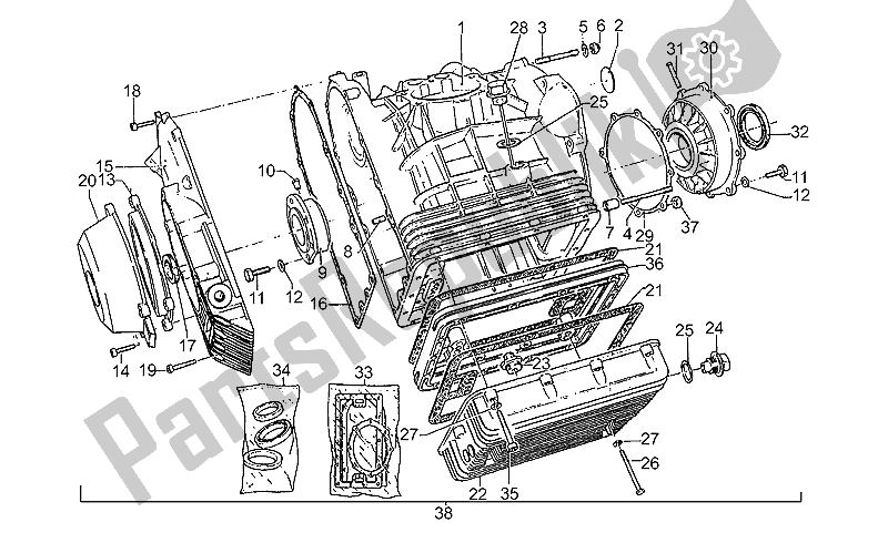 Todas as partes de Bloco Do Motor do Moto-Guzzi California III Carburatori Carenato 1000 1988