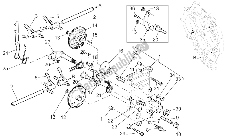 Toutes les pièces pour le Sélecteur De Boîte De Vitesses du Moto-Guzzi V 11 CAT 1100 2003