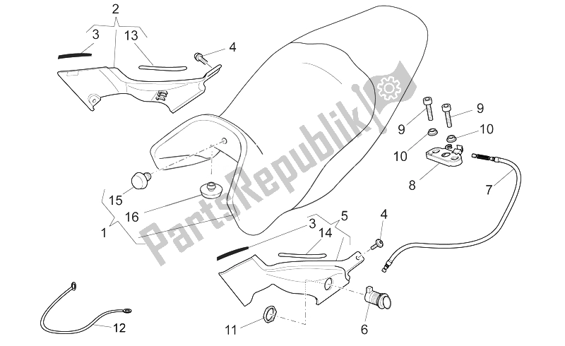 All parts for the Saddle-central Bod of the Moto-Guzzi Norge 850 2007