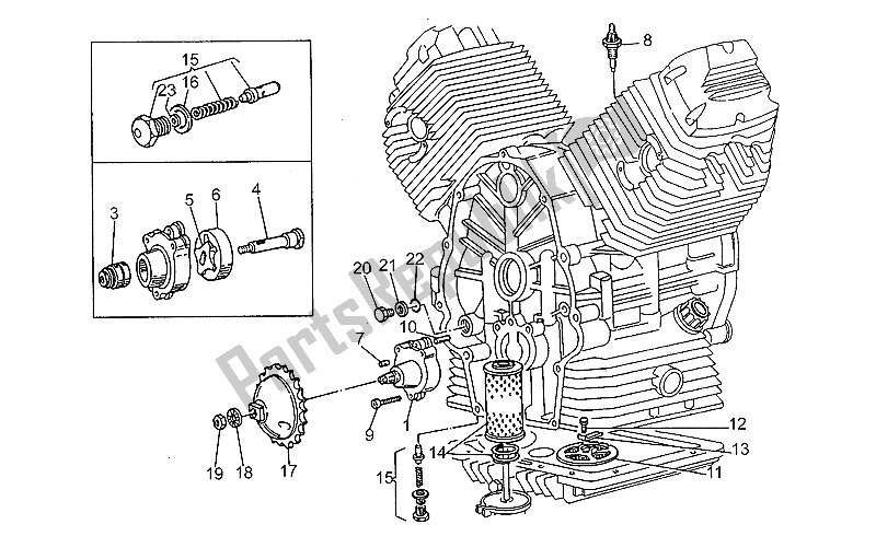 Todas as partes de Bomba De óleo do Moto-Guzzi V 50 PA 500 1992