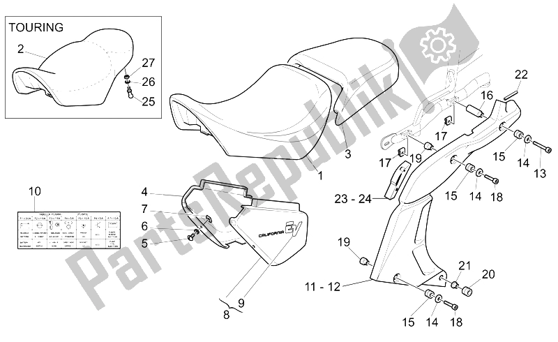 Todas las partes para Cuerpo Central De Silla De Montar de Moto-Guzzi California EV PI CAT 1100 2003