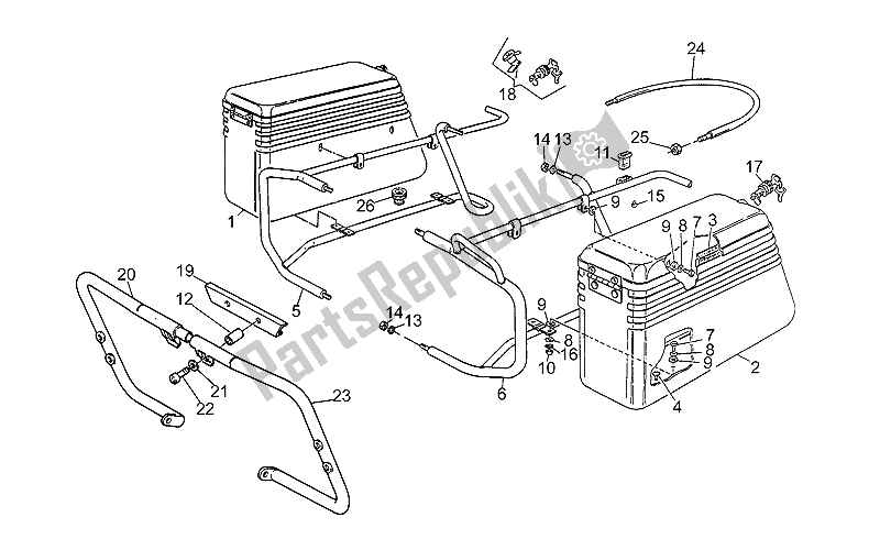 All parts for the Side Cases of the Moto-Guzzi V 35 Carabinieri PA 350 1992