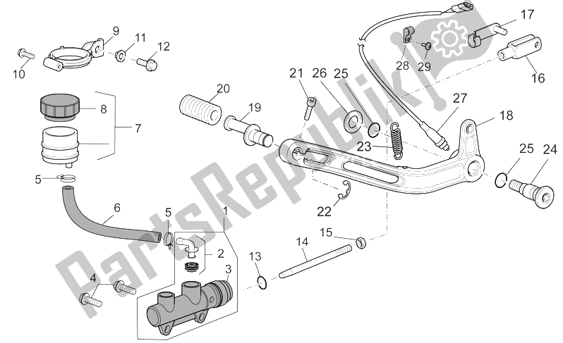 All parts for the Rear Master Cylinder of the Moto-Guzzi Griso S E 1200 8V 2015