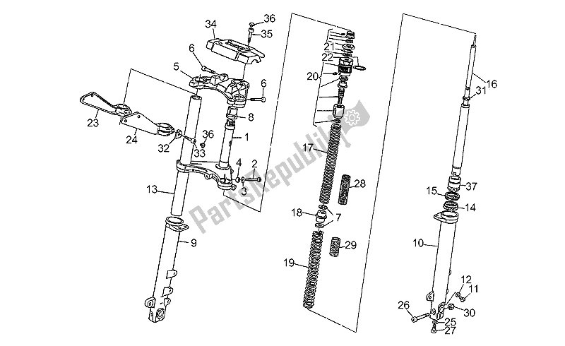 All parts for the Front Fork of the Moto-Guzzi California III Iniezione 1000 1990