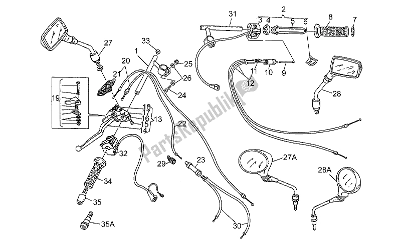 Toutes les pièces pour le Guidon - Commandes du Moto-Guzzi S 1000 1989