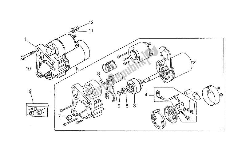 Toutes les pièces pour le Démarreur du Moto-Guzzi 850 T5 Polizia CC PA NC 1988