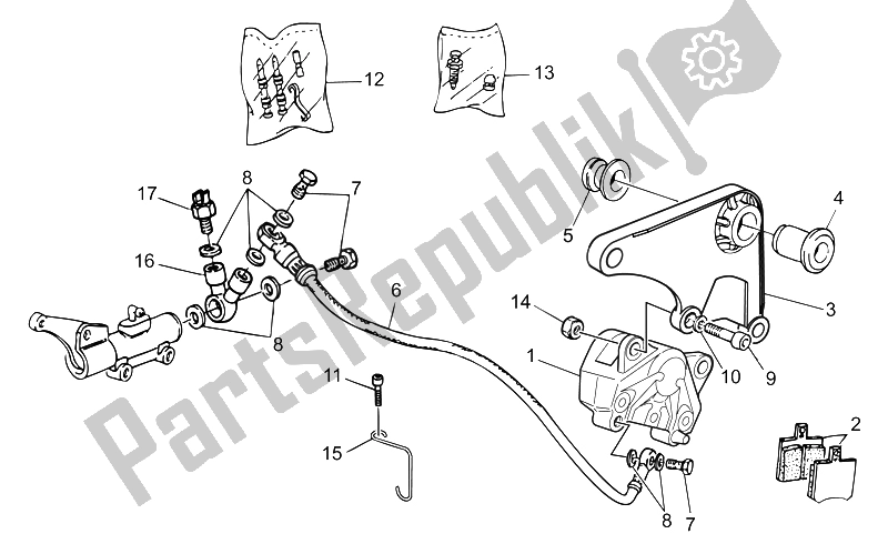 All parts for the Rear Brake Caliper of the Moto-Guzzi Nevada Base Club 750 2002