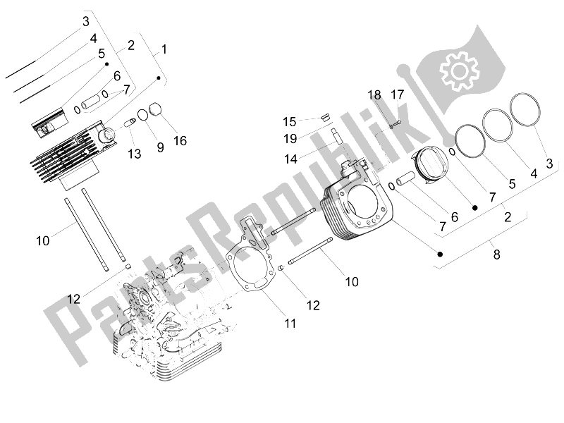 Toutes les pièces pour le Cylindre - Piston du Moto-Guzzi Audace 1400 2015