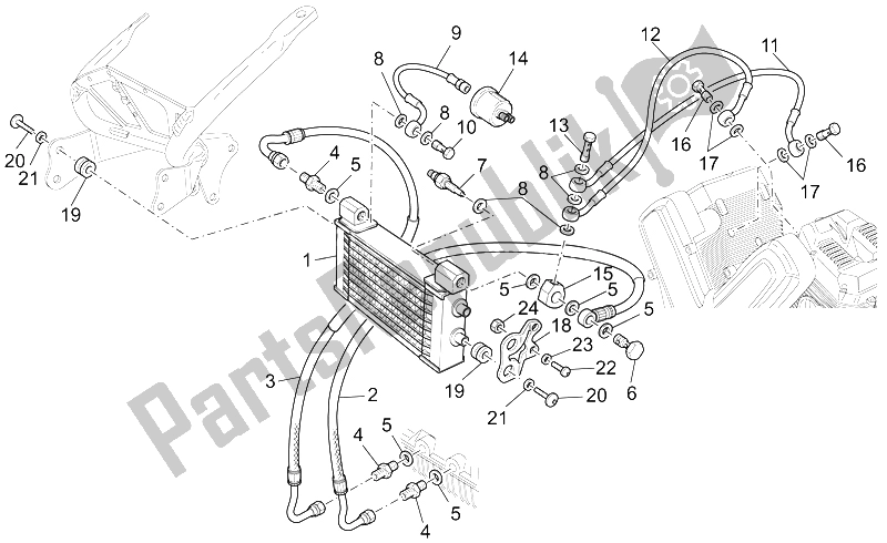 Alle onderdelen voor de Olie Radiator van de Moto-Guzzi MGS 01 Corsa 1200 2004