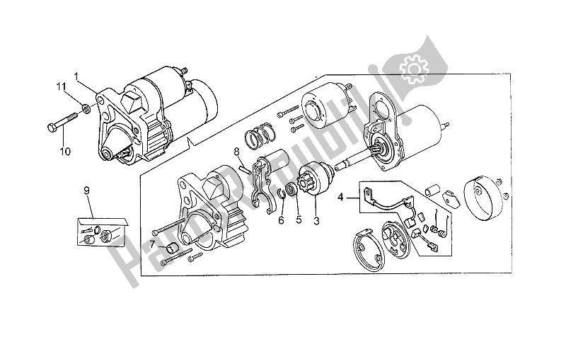 Todas as partes de Motor De Arranque do Moto-Guzzi Strada 1000 1993