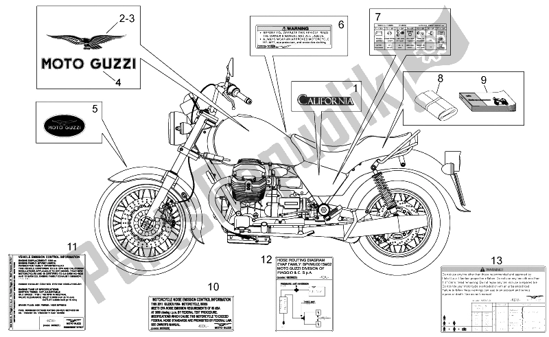 Todas las partes para Placa Set-decal-op. Handbooks de Moto-Guzzi California Black Eagle 1100 2009