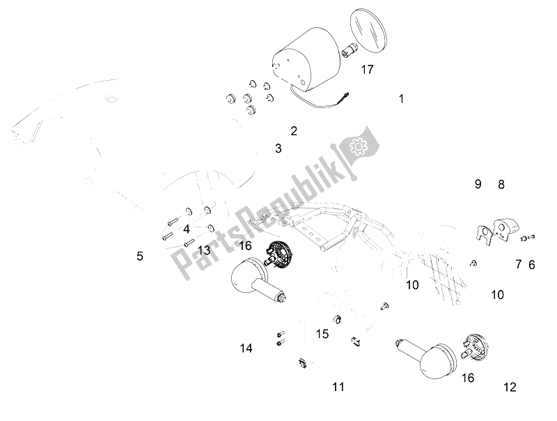 All parts for the Rear Lights of the Moto-Guzzi Eldorado 1400 2015