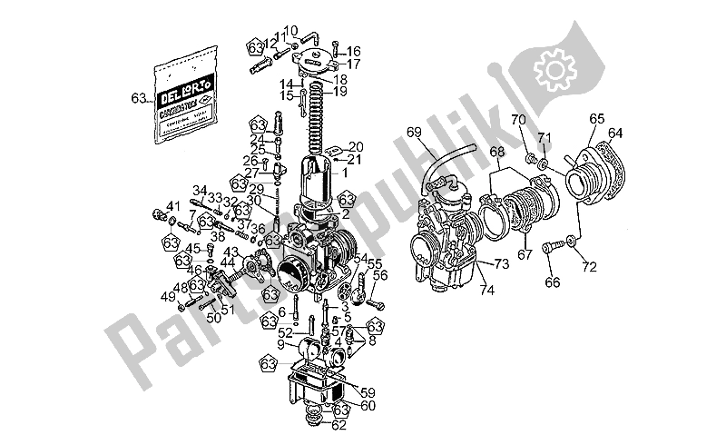 Toutes les pièces pour le Carburateur du Moto-Guzzi 850 T5 Polizia CC PA NC 1995