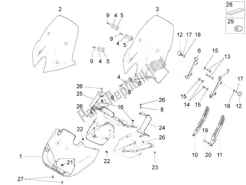 Tutte le parti per il Corpo Anteriore - Carenatura Anteriore del Moto-Guzzi Stelvio 1200 8V STD NTX 2011