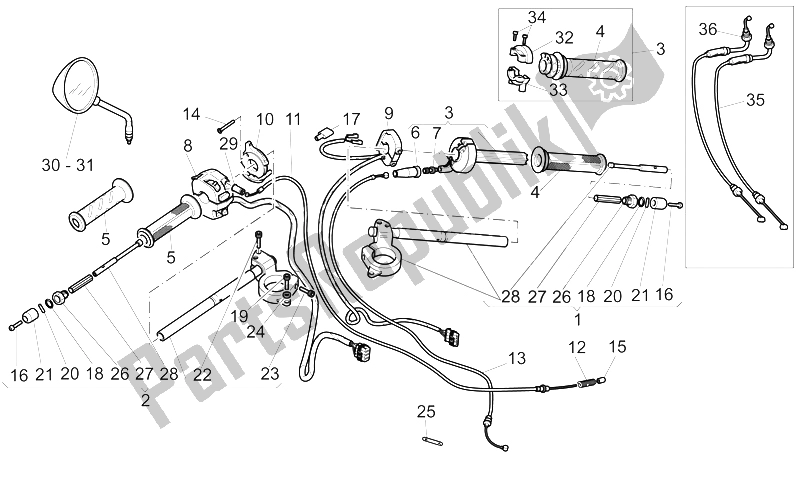 Toutes les pièces pour le Guidon - Commandes du Moto-Guzzi V 11 CAT 1100 2003