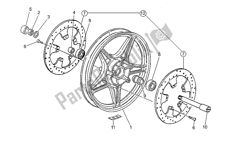 All parts for the Frnt Wh, Alloy, 2nd Series of the Moto-Guzzi GT 1000 1987