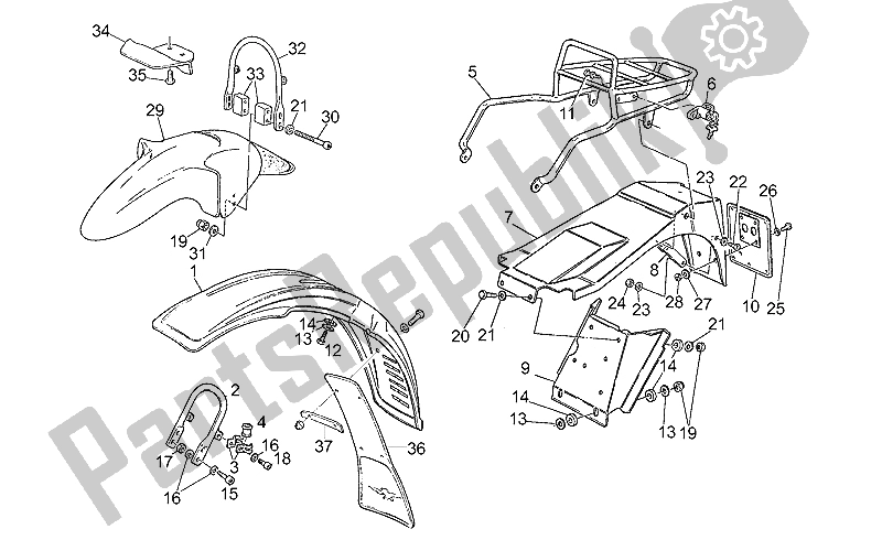 All parts for the Front Mudguard of the Moto-Guzzi NTX 650 1987