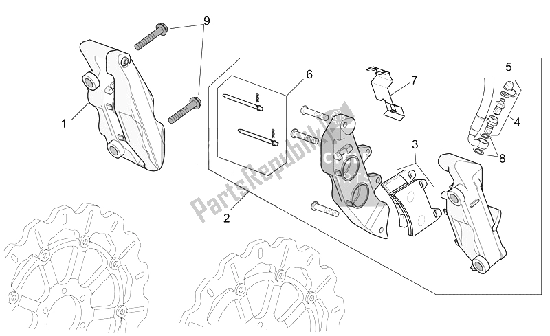 All parts for the Front Brake Caliper of the Moto-Guzzi Griso 1200 8V 2007