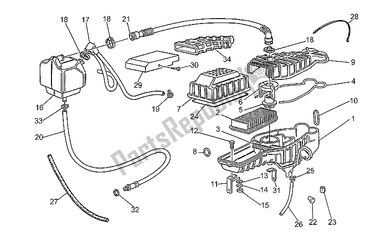 Toutes les pièces pour le Filtre à Air du Moto-Guzzi V 75 PA Nuovo Tipo 750 1996