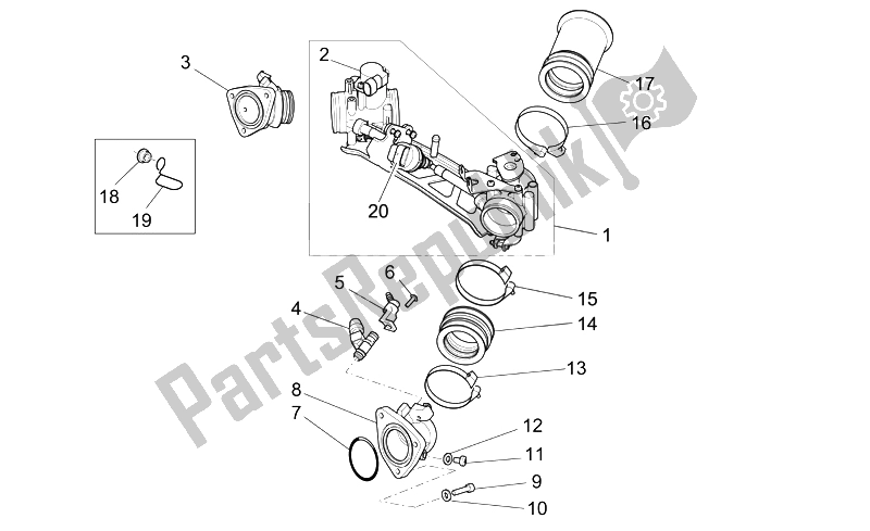 Toutes les pièces pour le Corps De Papillon du Moto-Guzzi Breva V IE 1100 2005