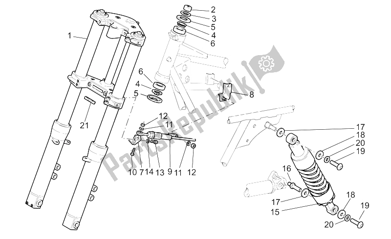 Toutes les pièces pour le F. Fourche-r. Amortisseur du Moto-Guzzi California Special Sport AL PI 1100 2002