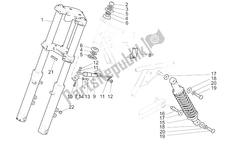 All parts for the F. Fork-r. Shock Absorber of the Moto-Guzzi California Stone Touring PI CAT 1100 2003