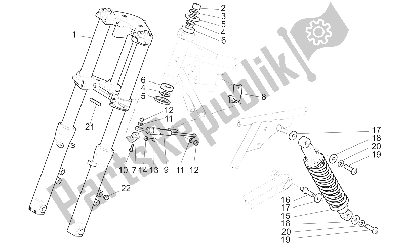 Todas las partes para F. Fork-r. Shock Absorber de Moto-Guzzi California Stone Touring PI CAT 1100 2003