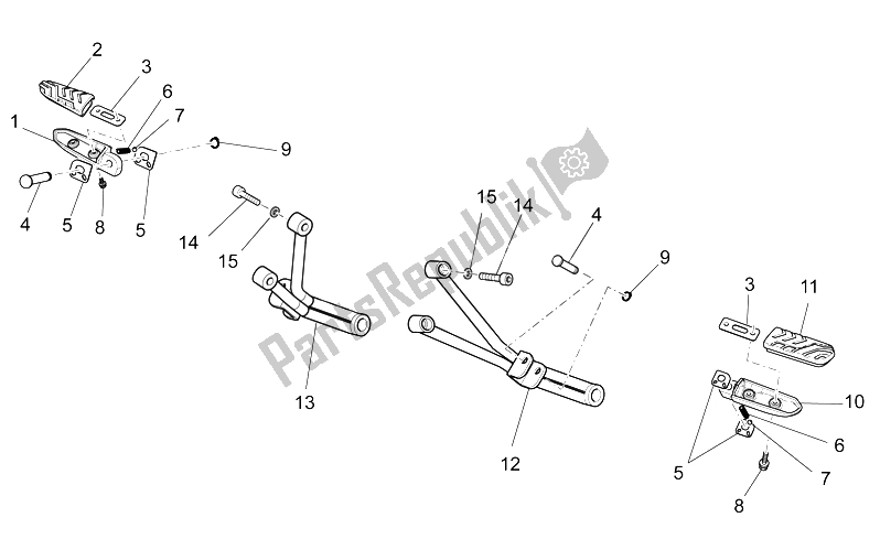 Alle onderdelen voor de Achterste Voetsteunen van de Moto-Guzzi V7 Special Stone 750 2012