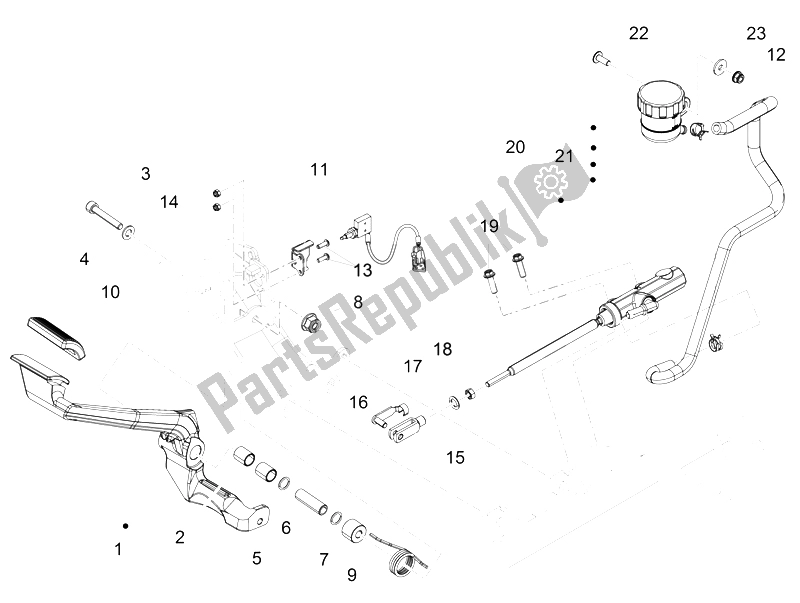 Toutes les pièces pour le Maître-cylindre Arrière du Moto-Guzzi Eldorado 1400 2015