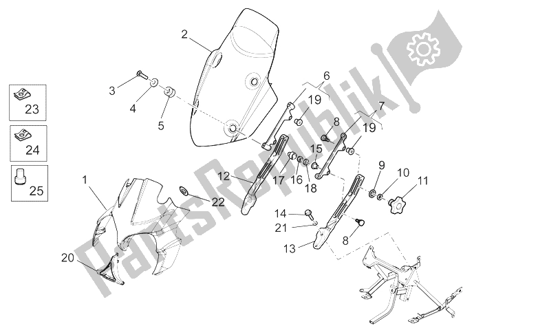 Alle onderdelen voor de Front Body - Voorkuip van de Moto-Guzzi Stelvio 1200 2008