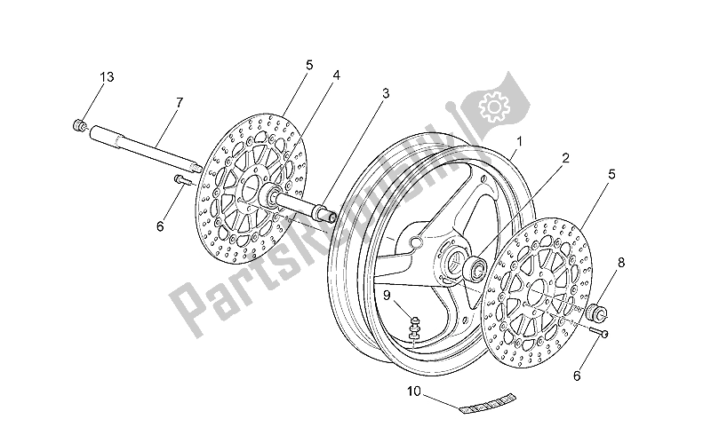 Todas as partes de Roda Da Frente do Moto-Guzzi V 11 LE Mans Sport Naked 1100 2001