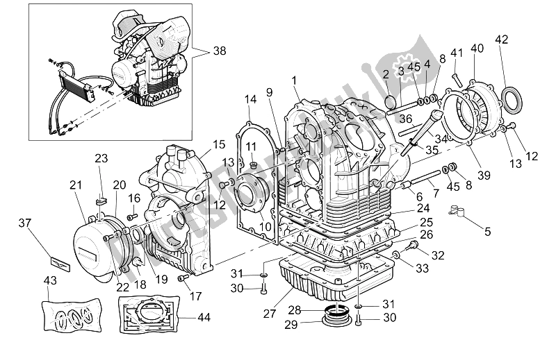 Alle onderdelen voor de Carter van de Moto-Guzzi V 11 CAT 1100 2003