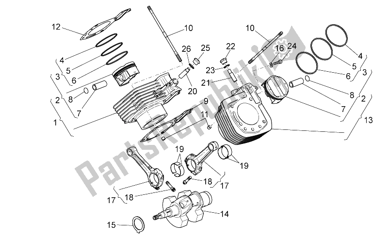 Toutes les pièces pour le Arbre D'entraînement - Cylindre du Moto-Guzzi Griso S E 1200 8V 2015