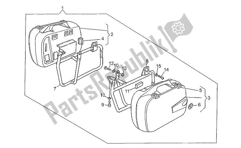 All parts for the Rigid Top Box Kit of the Moto-Guzzi Nevada 350 1993