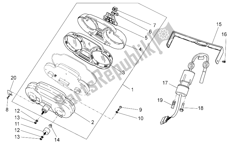 Alle onderdelen voor de Dashboard I van de Moto-Guzzi Breva IE 750 2003