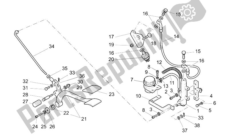 Toutes les pièces pour le Maître-cylindre Arrière du Moto-Guzzi California EV Touring PI 1100 2002