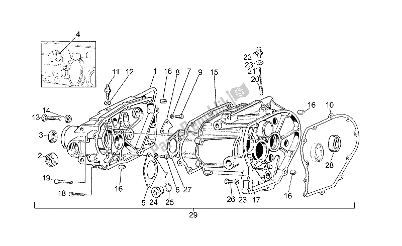 All parts for the Transmission Cage of the Moto-Guzzi V 35 Florida 350 1986