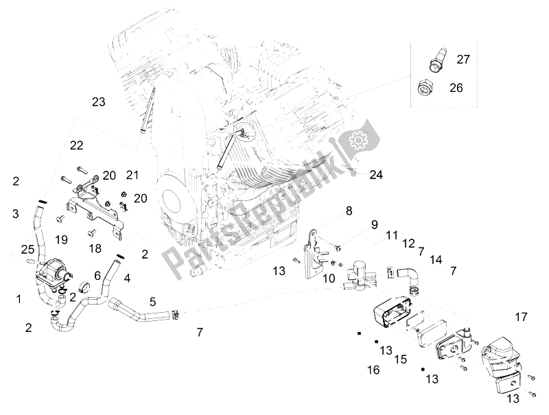 Alle onderdelen voor de Secundaire Lucht van de Moto-Guzzi Audace 1400 2015