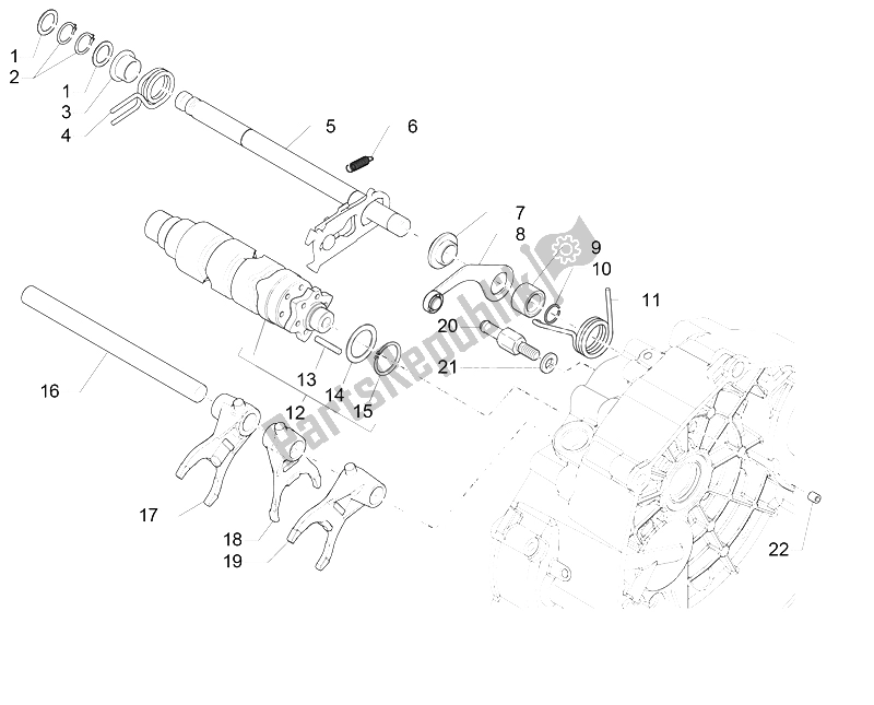 All parts for the Gear Box Selector of the Moto-Guzzi V7 II Stone ABS 750 2015