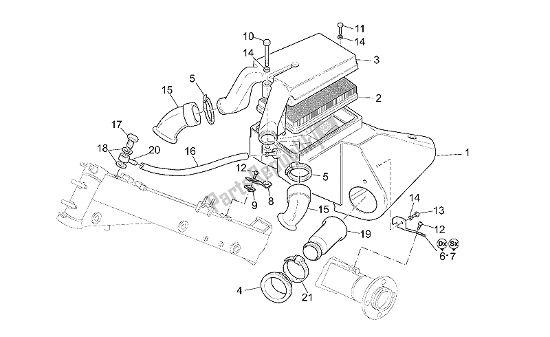 Toutes les pièces pour le Boite D'air du Moto-Guzzi V 11 LE Mans Sport Naked 1100 2001